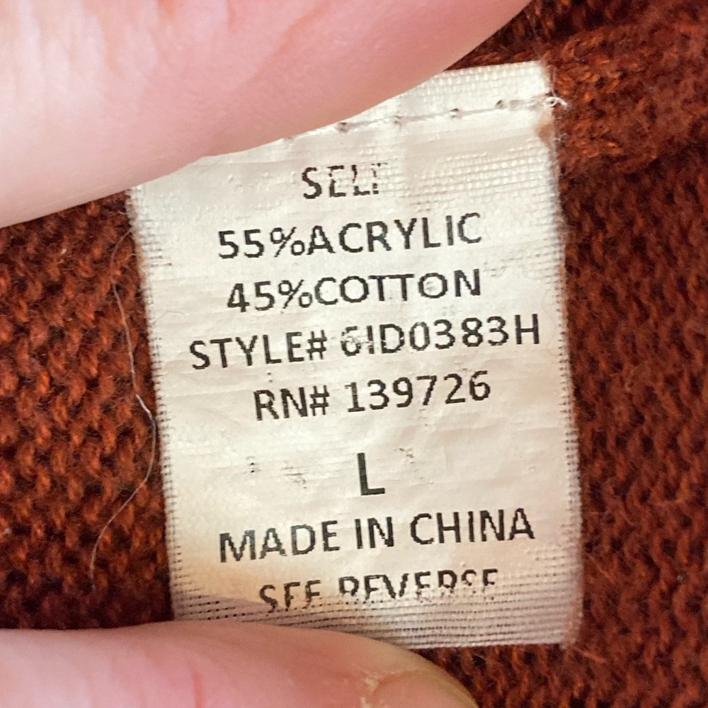 Knit Rust Orange Short Sleeve Keyhole Skater Style Autumn Fall Dress Large - Picture 6 of 7